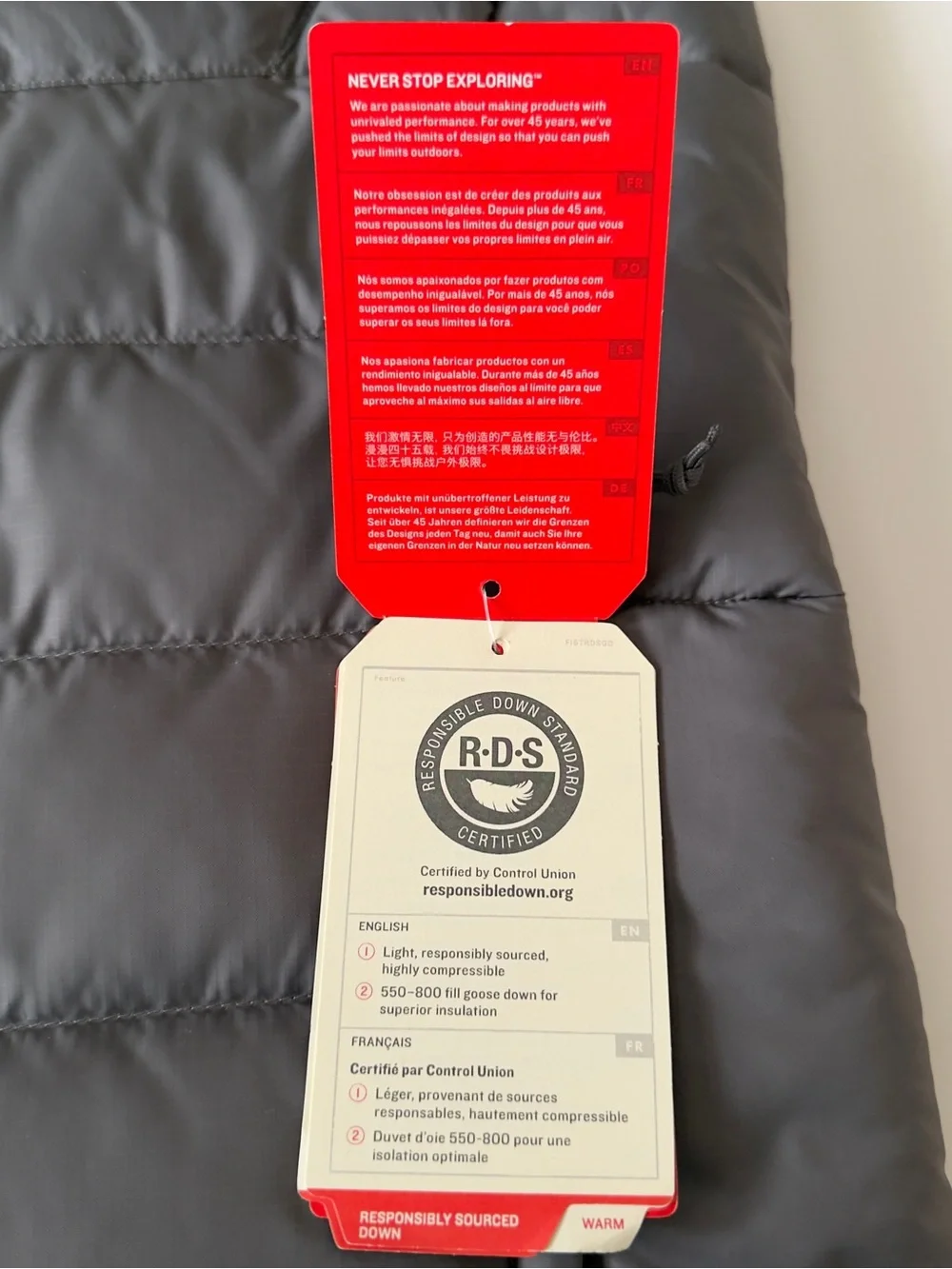 The North Face 550 Quilted Puffer Aconcagua Vest Men's M Full Zip Gray Gorpcore